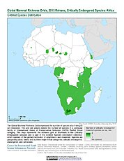 Map: Mammal Richness - Critically Endangered, 2015: Africa