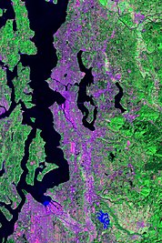 Map: Landsat Image: Seattle & Tacoma, U.S.A.