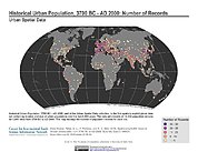 Map: Historical Urban Population (3700BC - AD2000): Records