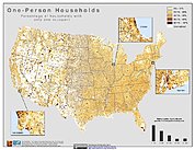 Map: % One Person Households (2000): U.S.A.