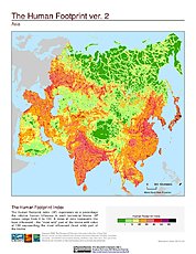 Map: Human Footprint Index, v2: Asia
