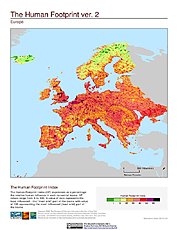 Map: Human Footprint Index, v2: Europe