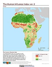 Map: Human Influence Index, v2: Africa