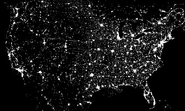 City lights at night of the U.S.